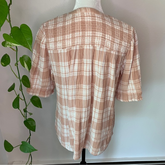 Sundance Pink Plaid Elsie Gauze Top Size L - Picture 3 of 10